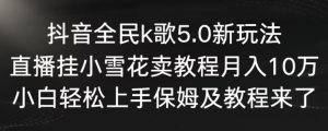 抖音全民k歌5.0新玩法，直播挂小雪花卖教程月入10万，小白轻松上手，保姆及教程来了【揭秘】 - 网赚资源网-网赚资源网