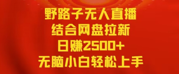 野路子无人直播结合网盘拉新，日赚2500+，小白无脑轻松上手【揭秘】-网赚资源网