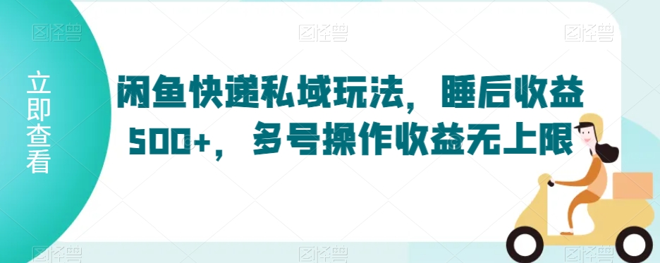 闲鱼快递私域玩法，睡后收益500+，多号操作收益无上限【揭秘】 - 网赚资源网-网赚资源网