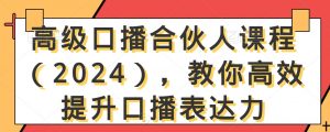高级口播合伙人课程(2024),教你高效提升口播表达力-网赚资源网