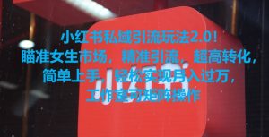 小红书私域引流玩法2.0!瞄准女生市场,精准引流,超高转化,简单上手【揭秘】-网赚资源网