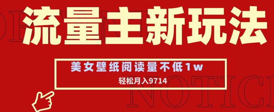 流量主新玩法，美女壁纸和头像，阅读量不低于1w，月入9741【揭秘】 - 网赚资源网-网赚资源网