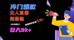 冷门爆款直播间手把手搭建，流量巨大，日入3k+【揭秘】-网赚资源网