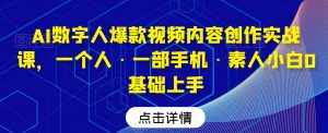 AI数字人爆款视频内容创作实战课,一个人·一部手机·素人小白0基础上手-网赚资源网