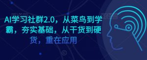 AI学习社群2.0，从菜鸟到学霸，夯实基础，从干货到硬货，重在应用-网赚资源网