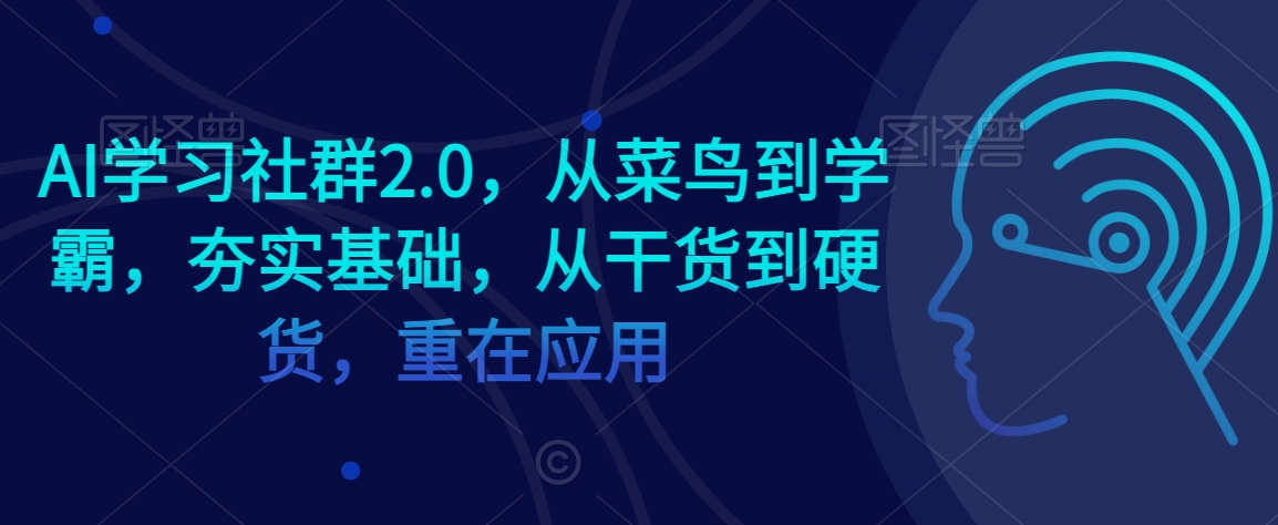 AI学习社群2.0，从菜鸟到学霸，夯实基础，从干货到硬货，重在应用 - 网赚资源网-网赚资源网