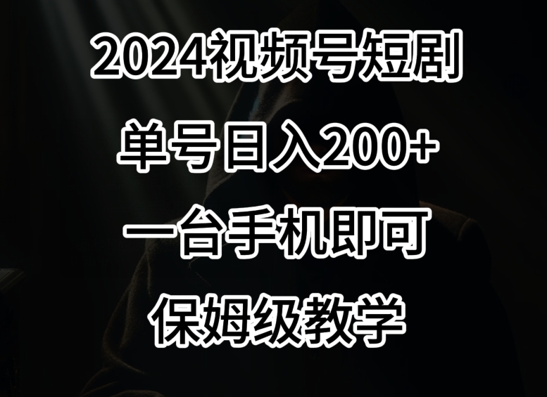2024风口，视频号短剧，单号日入200+，一台手机即可操作，保姆级教学【揭秘】 - 网赚资源网-网赚资源网
