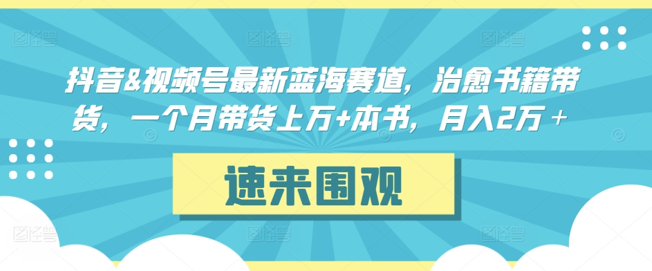 抖音&视频号最新蓝海赛道，治愈书籍带货，一个月带货上万+本书，月入2万＋【揭秘】 - 网赚资源网-网赚资源网