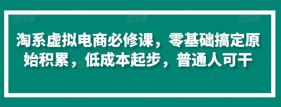 淘系虚拟电商必修课，零基础搞定原始积累，低成本起步，普通人可干 - 网赚资源网-网赚资源网