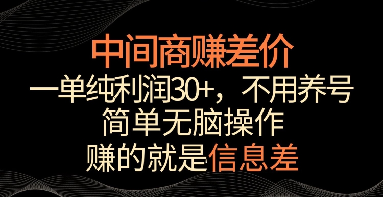 中间商赚差价，一单纯利润30+，简单无脑操作，赚的就是信息差，轻轻松松日入1000+【揭秘】 - 网赚资源网-网赚资源网