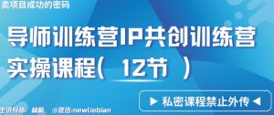 导师训练营3.0IP共创训练营私密实操课程(12节)-卖项目的密码成功秘诀【揭秘】-网赚资源网