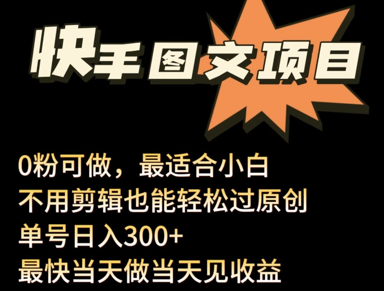 24年最新快手图文带货项目，零粉可做，不用剪辑轻松过原创单号轻松日入300+【揭秘】 - 网赚资源网-网赚资源网