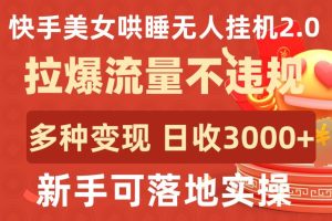 快手美女哄睡无人挂机2.0.拉爆流量不违规,多种变现途径,日收3000+,新手可落地实操【揭秘】-网赚资源网