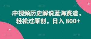 中视频历史解说蓝海赛道，轻松过原创，日入 800+【揭秘】 - 网赚资源网-网赚资源网