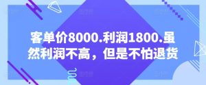 客单价8000.利润1800.虽然利润不高，但是不怕退货【付费文章】-网赚资源网