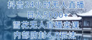 抖音24小时无人直播 日入5000+,雪花无人直播卖课,内部防封4.0玩法【揭秘】-网赚资源网