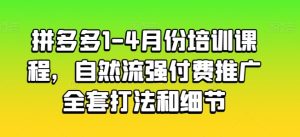 拼多多1-4月份培训课程,自然流强付费推广全套打法和细节-网赚资源网