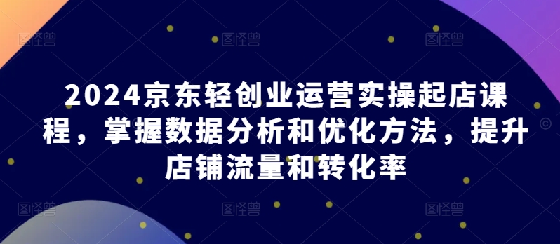 2024京东轻创业运营实操起店课程，掌握数据分析和优化方法，提升店铺流量和转化率 - 网赚资源网-网赚资源网