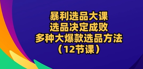 暴利选品大课：选品决定成败，教你多种大爆款选品方法(12节课) - 网赚资源网-网赚资源网