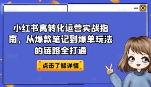 小红书高转化运营实战指南,从爆款笔记到爆单玩法的链路全打通-网赚资源网