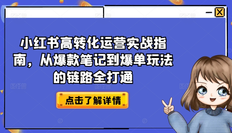 小红书高转化运营实战指南，从爆款笔记到爆单玩法的链路全打通 - 网赚资源网-网赚资源网