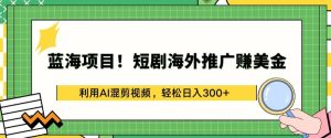 蓝海项目!短剧海外推广赚美金，利用AI混剪视频，轻松日入300+【揭秘】-网赚资源网