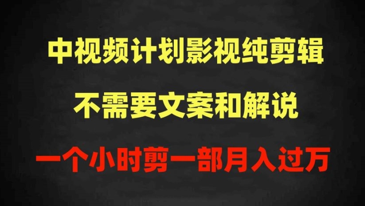 中视频计划影视纯剪辑，不需要文案和解说，一个小时剪一部，100%过原创月入过万【揭秘】 - 网赚资源网-网赚资源网