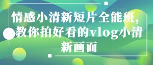 情感小清新短片全能班,教你拍好看的vlog小清新画面-网赚资源网