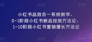 小红书品效合一系统教学,0~1阶段小红书新品投放方法论,1~10阶段小红书营销增长方法论-网赚资源网