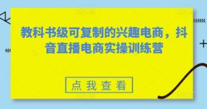 教科书级可复制的兴趣电商，抖音直播电商实操训练营-网赚资源网