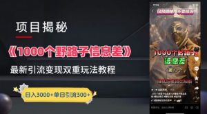 一千个野路子信息差最新玩法教程-变现+引流的玩法具体拆解【揭秘】-网赚资源网