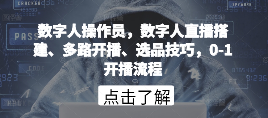 数字人操作员，数字人直播搭建、多路开播、选品技巧，0-1开播流程 - 网赚资源网-网赚资源网