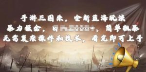手游三国杀最新蓝海玩法，简单粗暴，无需复杂的操作和技术，看完即可上手【揭秘】-网赚资源网