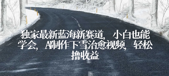 独家最新蓝海新赛道，小白也能学会，AI制作下雪治愈视频，轻松撸收益【揭秘】 - 网赚资源网-网赚资源网