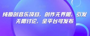 纯原创音乐项目，创作无界限，引发无限讨论，全平台可发布【揭秘】-网赚资源网