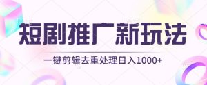 短剧推广新玩法，不剪辑，工具助力一键过原创，日入1000+【揭秘】-网赚资源网