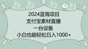 2024年蓝海项目,支付宝素材直播,无需出境,小白也能日入1000+ ,实操教程【揭秘】-网赚资源网