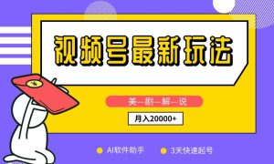 视频号最新玩法,美剧解说,利用AI软件,3天起号,新手小白也能月入2万+【揭秘】-网赚资源网