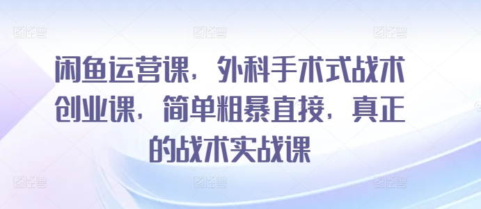 闲鱼运营课，外科手术式战术创业课，简单粗暴直接，真正的战术实战课 - 网赚资源网-网赚资源网