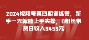 2024视频号第四期训练营，新手一天就能上手实操，0粉丝带货日收入3455元-网赚资源网