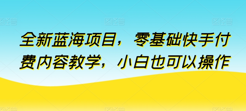 全新蓝海项目，零基础快手付费内容教学，小白也可以操作【揭秘】 - 网赚资源网-网赚资源网