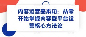 内容运营基本功:从零开始掌握内容型平台运营核心方法论-网赚资源网