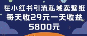 在小红书引流私域卖壁纸每张29元单日最高卖出200张(0-1搭建教程)【揭秘】-网赚资源网
