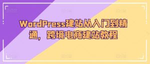 WordPress建站从入门到精通，跨境电商建站教程 - 网赚资源网-网赚资源网