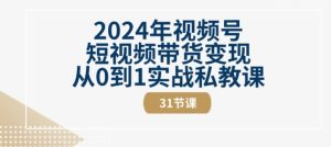 2024年视频号短视频带货变现从0到1实战私教课(31节视频课)-网赚资源网