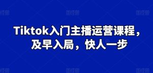 Tiktok入门主播运营课程，及早入局，快人一步-网赚资源网