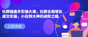 社群操盘手实操大课,社群全局增长成交实操,小白到大神的进阶之路-网赚资源网
