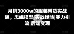 月销3000w的服装带货实战课,思维模型|实战经验|暴力引流|后端变现-网赚资源网