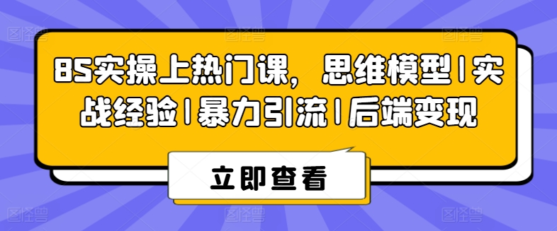 8S实操上热门课，思维模型|实战经验|暴力引流|后端变现 - 网赚资源网-网赚资源网