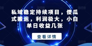 私域稳定持续项目,傻瓜式搬运,利润极大,小白单日收益几张【揭秘】-网赚资源网